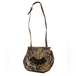 Sharif Brown Snakeskin Pattern Shoulder Bag